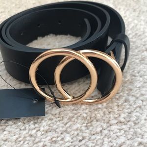 Belt with golden buckle